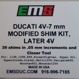 Later 4V-7mm Modifed Shim Kit Label, Outside