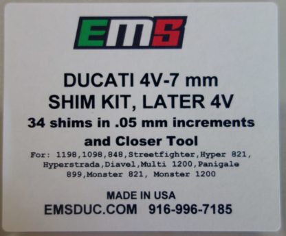 Later 4V-7mm Shim Kit Label, Outside